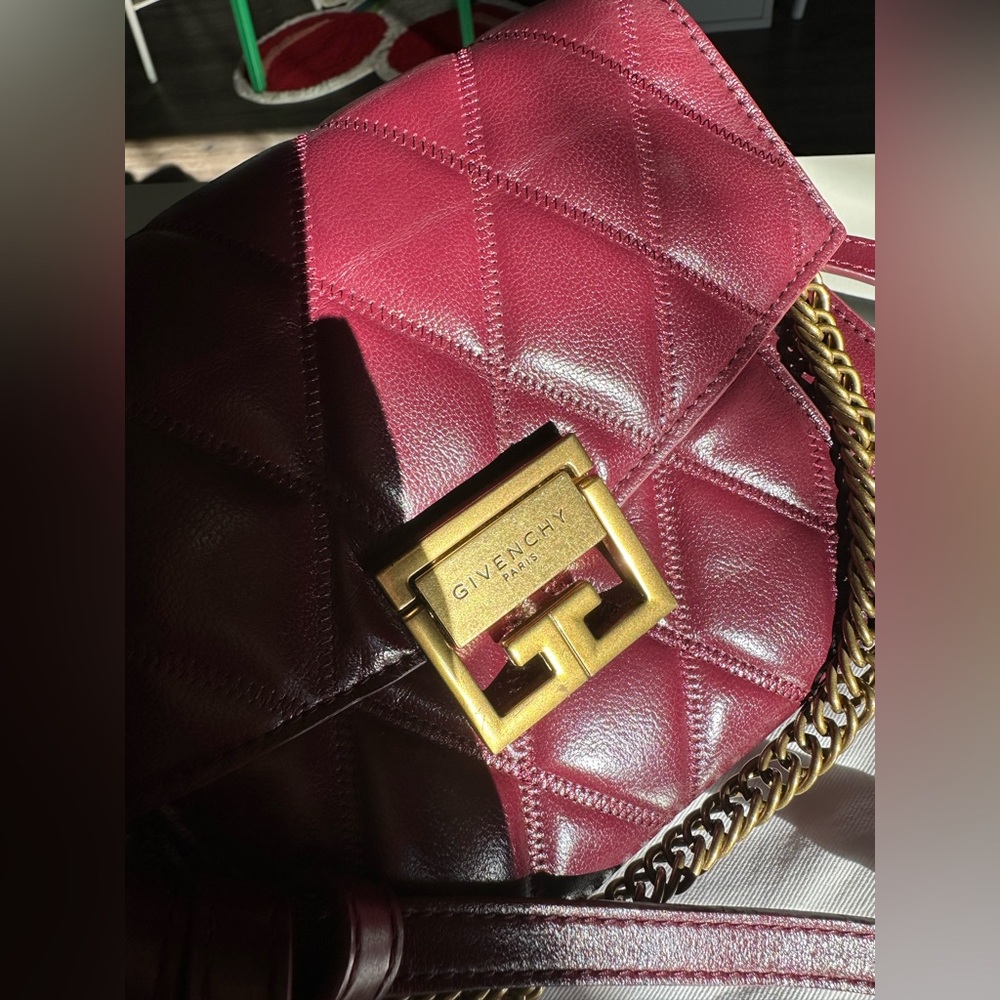 Givenchy crossbody Maroon Quilted Shoulder Bag with Gold Chain